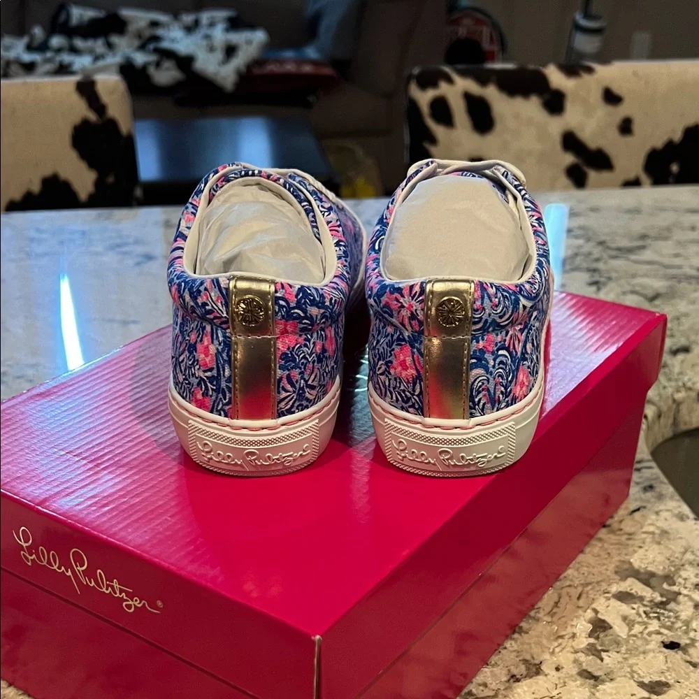Lilly Pulitzer Pink and Blue Patterned Sneakers - Picture 5 of 5